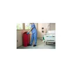 Rubbermaid Slim Jim Step-On Plastic Step Trash Can, 18 Gallon, Red (1883568)