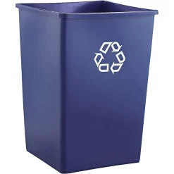 Rubbermaid Untouchable Recycling Waste Containers, Square w/PCR Content, Blue, 35 gallon