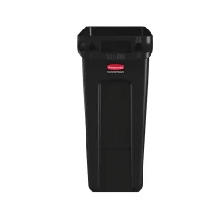 Rubbermaid Vented Slim Jim Resin Trash Can, 16 Gallon, Black (1955959)