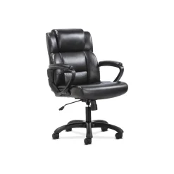 Sadie Mid-Back Executive Chair, Fixed Padded Arms, Black Leather (BSXVST305)