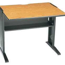 Safco 48" Workstation Desk, Medium Oak/Mahogany (1931)