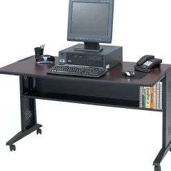 Safco 54" Workstation Desk, Mahogany/Medium Oak (1933)