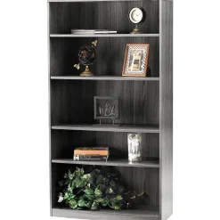 Safco Aberdeen 5-Shelf Bookcase 68 3/4"H, Gray Steel (AB5S36LGS)