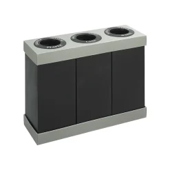 Safco At-Your-Disposal Corrugated Plastic Three Bin Trash and Recycling Bins, Black, 28 Gal. (9798BL)