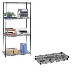 Safco Commercial Extra 2-Shelf Metal Shelf, 36", Black (5243BL)