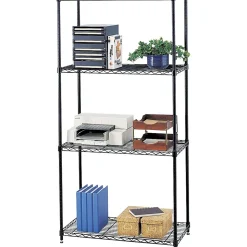 Safco Commercial 4-Shelf Wire Stand Alone, 36", Black (5276BL)