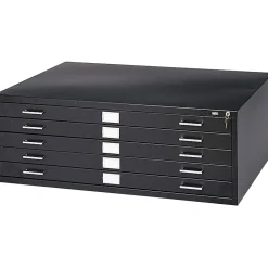 Safco 5-Drawer Steel Flat File Cabinet, 24" x 36" Documents, Black (4994BLR)