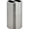 Safco Dual Recycling Receptacle Steel Trash Can with no Lid, Satin Stainless, 30.1 gal. (9931SS)