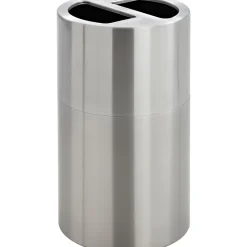 Safco Dual Recycling Receptacle Steel Trash Can with no Lid, Satin Stainless, 30.1 gal. (9931SS)