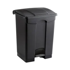 Safco Indoor Step Trash Can, Black Plastic, 17 Gal. (9922BL)
