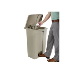 Safco Indoor Step Trash Can, Tan Plastic, 23 Gal. (9923TN)