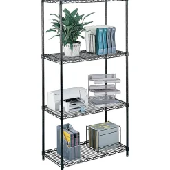 Safco Industrial Add-On Unit 4-Shelf Wire, 48.03", Black (5292BL)