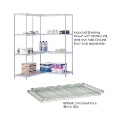Safco Industrial Extra 2-Shelf Metal Shelf, 48.03", Metallic Gray (5293GR)