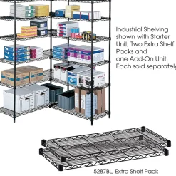 Safco Industrial 2-Shelf Metal Extra Shelf, 36", Black (5287BL)
