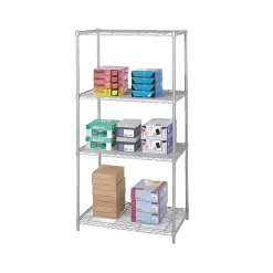 Safco Industrial 4-Shelf Metal Stand Alone, 36", Metallic Gray (5288GR)