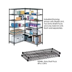Safco Industrial 2-Shelf Metal Extra Shelf, 48.03", Black (5296BL)