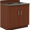 Safco Modular 36"H Break Room Waste Management Base Cabinet, Mahogany/Slate(1707MH)
