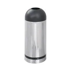 Safco Reflections Indoor Trash Can w/Lid, Chrome/Black Steel, 15 Gal. (9871)