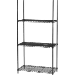 Safco 4-Shelves Metal Industrial Wire Shelving, 36"W, Black (5285BL)