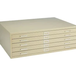 Safco® Steel Flat File, For Sheets up to 43" x 32", 5-Drawer, Tropic Sand, 16 1/2"H x 46 3/8"W x 35 3/8"D