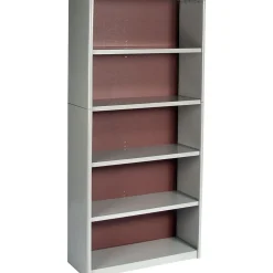 Safco Value Mate 5-Shelf 67"H Wood Bookcase, Gray (7173GR)