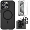 SaharaCase Armor Series Hard Shell Case, Tempered Glass Screen, Camera Protector for iPhone 15 Pro Max, Black (CP482ZD128ZD131)
