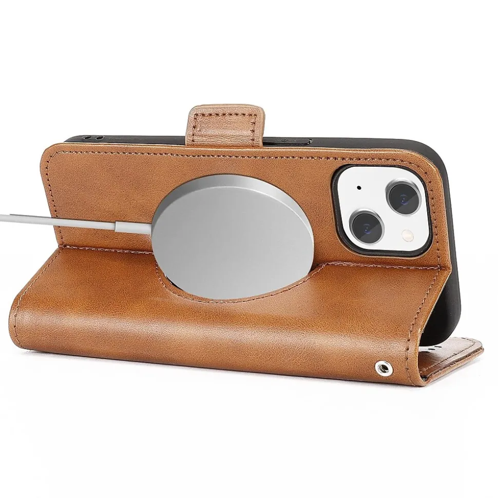 SaharaCase Folio Wallet MagSafe Phone Case for iPhone 15, Shock Absorbing, Brown (CP00446)