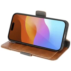 SaharaCase Folio Wallet MagSafe Phone Case for iPhone 15 Pro, Shock Absorbing, Brown (CP00468)