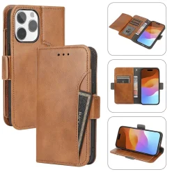 SaharaCase Folio Wallet MagSafe Phone Case for iPhone 15 Pro Max, Shock Absorbing, Brown (CP00481)
