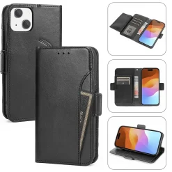 SaharaCase Folio Wallet MagSafe Phone Case for iPhone 15 Plus, Shock Absorbing, Black (CP00454)