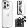 SaharaCase Hybrid-Flex Case with Glass Screen, Camera Protector for iPhone 15 Pro Max, Shock Absorbing, Clear (CP469ZD128ZD131)