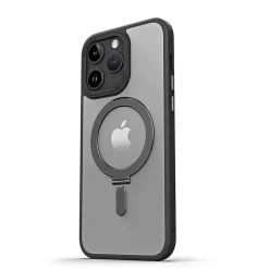 SaharaCase Hybrid-Flex Kickstand MagSafe Phone Case for iPhone 15 Pro Max, Shock Absorbing, Clear Black (CP00483)