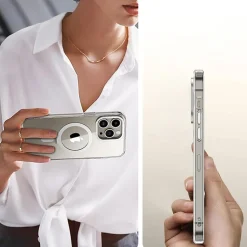 SaharaCase Hybrid-Flex Kickstand MagSafe Phone Case for iPhone 15 Pro Max, Shock Absorbing, Clear (CP00473)