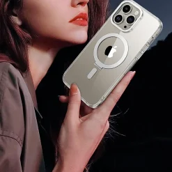 SaharaCase Hybrid-Flex Kickstand MagSafe Phone Case for iPhone 15 Pro Max, Shock Absorbing, Clear (CP00473)