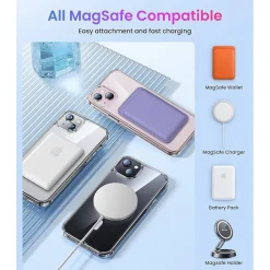 SaharaCase Hybrid-Flex Kickstand MagSafe Phone Case for iPhone 15 Plus, Shock Absorbing, Clear (CP00451)
