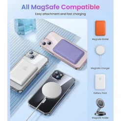 SaharaCase Hybrid-Flex Kickstand MagSafe Phone Case for iPhone 15, Shock Absorbing, Clear (CP00442)