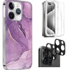 SaharaCase Purple Marble Case, Tempered Glass Screen and Camera Protector for iPhone 15 Pro Max (CP474ZD128ZD131)