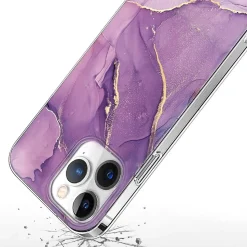 SaharaCase Purple Marble Case, Tempered Glass Screen and Camera Protector for iPhone 15 Pro Max (CP474ZD128ZD131)