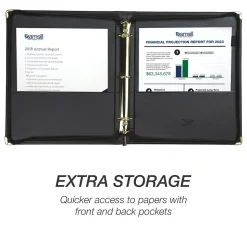 Samsill Classic Collection Vinyl Padfolio, Black (15250)