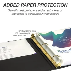 Samsill Classic Collection Vinyl Padfolio, Black (15250)