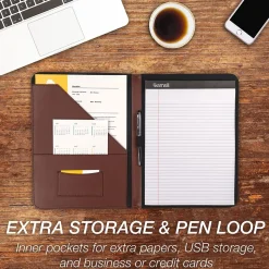 Samsill Contrast Stitch Leather Padfolio, Tan (SAM71716)