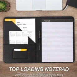 Samsill Contrast Stitch Leather Padfolio, Tan (SAM71716)