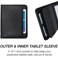 Samsill Professional Leather Padfolio/Notepad, Black (70820)