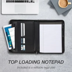 Samsill Professional Leather Padfolio/Notepad, Black (70820)
