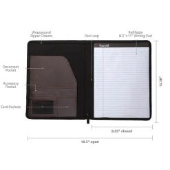 Samsill Vintage Plastic Padfolio with Zipper Closure, Dark Brown (SAM70836)