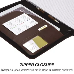 Samsill Vintage Plastic Padfolio with Zipper Closure, Dark Brown (SAM70836)