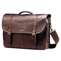 Samsonite Flapover Case Double Gusset Laptop Notebook, Brown Leather(45798-1139)