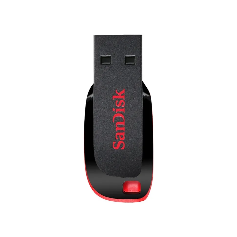 SanDisk Cruzer Blade 32GB USB 2.0 Type A Flash Drive, Black/Red (SDCZ50-032G-A46)