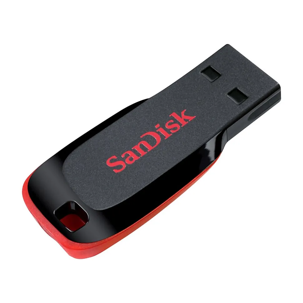 SanDisk Cruzer Blade 32GB USB 2.0 Type A Flash Drive, Black/Red (SDCZ50-032G-A46)
