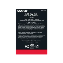 Satco Lighting 6-Watt Warm White LED Decorative Bulb, 6/Carton (S21252)